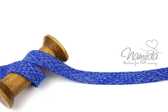 1 MTR. KORDEL Flach – Royal BLau/WeiSS MELIERT – 2cm Expressversand