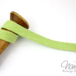 1 MTR. KORDEL Flach - LiME/WeiSS MELIERT - 2cm Solange Der Vorrat Reicht