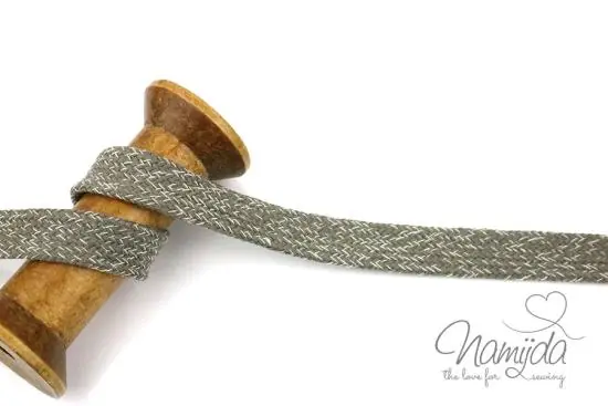 Weltweiter Versand 1 MTR. KORDEL Flach – SAND/WeiSS MELIERT – 2cm