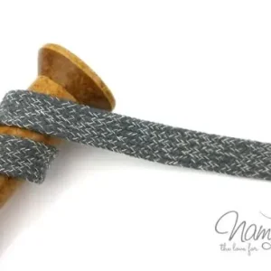 1 MTR. KORDEL Flach - HeLLGRAU/WeiSS MELIERT - 2cm Top-Qualität