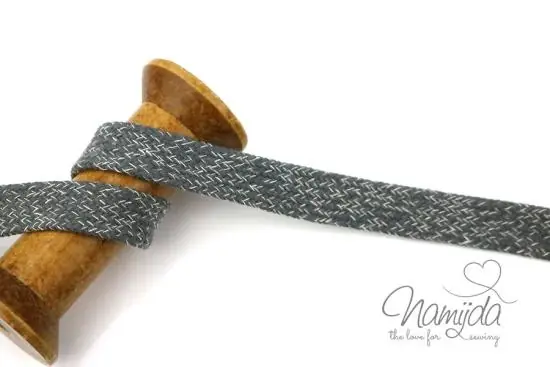 1 MTR. KORDEL Flach – HeLLGRAU/WeiSS MELIERT – 2cm Top-Qualität