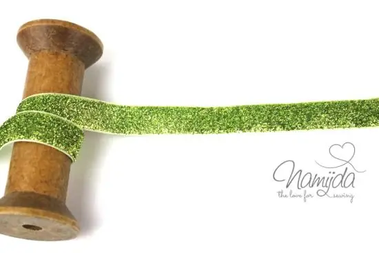 1 MTR. ♥ LUREX GLiTZERBAND LIME – 15mm ♥ Echt