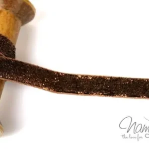 Hochwertig 1 MTR. ♥ LUREX GLiTZERBAND BRONZE - 15mm ♥