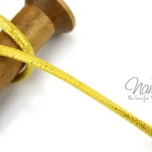 1 MTR. GLITZER KuNSTLEDER KORDEL GELB - 7mm Kostenloser Rückversand