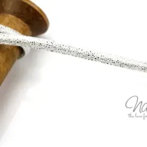 1 MTR. GLITZER KuNSTLEDER KORDEL WeiSS - 7mm Schnäppchen
