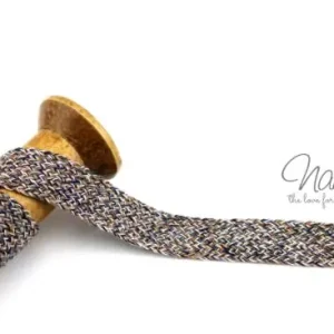 Abverkauf 1 MTR. MULTICOLOUR Kordel - SAND/DuNKELBLau - 2cm - flach