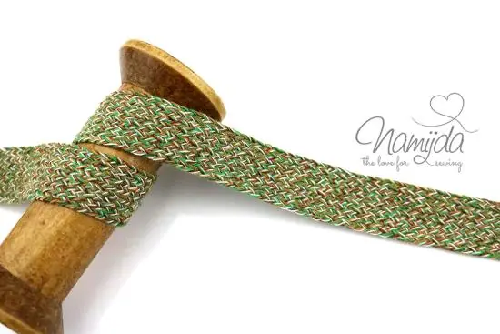 Heißes Angebot 1 MTR. MULTICOLOUR Kordel – GRüN/BRauN – 2cm – flach