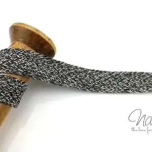 Mega-Angebot 1 MTR. MULTICOLOUR Kordel - SCHwARZ/GRau - 2cm - flach