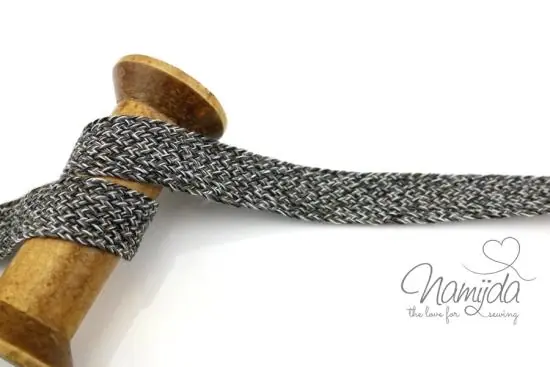 Mega-Angebot 1 MTR. MULTICOLOUR Kordel – SCHwARZ/GRau – 2cm – flach