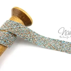 1 MTR. MULTICOLOUR Kordel - PETROL-BRauN - 2cm - flach Top-Seller