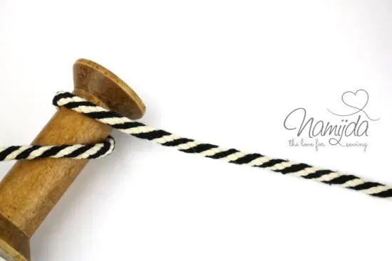 1 MTR. Hoodie Kordel zweifarbig – Schwarz – 7mm Nur Heute