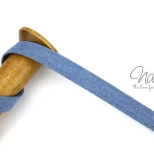 Kostenloser Versand 1 MTR. JEANS Kordel - flach - 1,5 cm - HeLLBLau