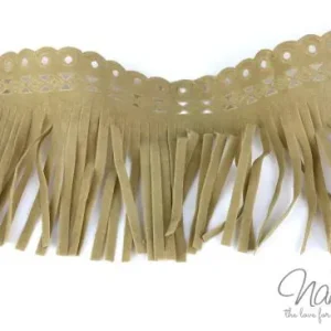 1Mtr. ♥XL Kunstleder Fransenband BEIGE - 9cm ♥ Hochwertig