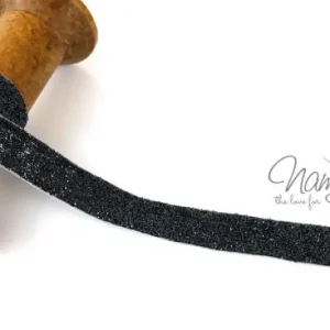 Geprüft 1 MTR. ♥ LUREX GLiTZERBAND GRAU - 15mm ♥