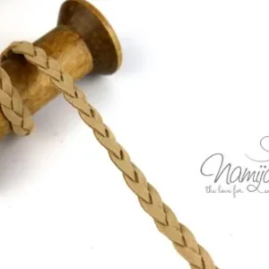 1Mtr. ♥ Geflochtenes XL Kunstlederband TAUPE - 1cm ♥ Gratis Versand