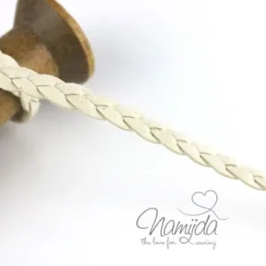 1Mtr. ♥ Geflochtenes XL Kunstlederband NATUR WeiSS - 1cm ♥ Wochenendangebot