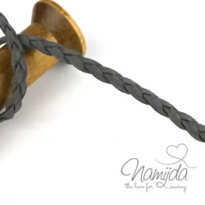 1Mtr. ♥ Geflochtenes XL Kunstlederband GRAU- 1cm ♥ Preisreduziert