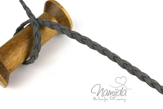 1Mtr. ♥ Geflochtenes XL Kunstlederband GRAU- 1cm ♥ Preisreduziert