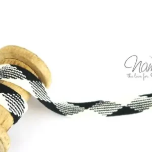 1 MTR. ♥ KARO Kordel SCHwarz - 2cm - flach ♥ Angebot