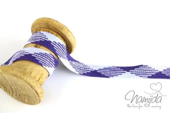 Top-Qualität 1 MTR. ♥ KARO Kordel LiLA – 2cm – flach ♥