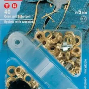 40 PRYM Ösen mit Scheiben - EYELETS - 5mm - GoLD 542411 Nur Für Kurze Zeit