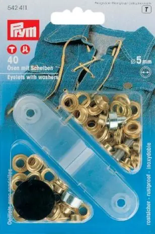 40 PRYM Ösen mit Scheiben – EYELETS – 5mm – GoLD 542411 Nur Für Kurze Zeit