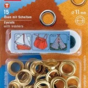 15 PRYM Ösen mit Scheiben - EYELETS - 11mm - GoLD 541371 Aktuell