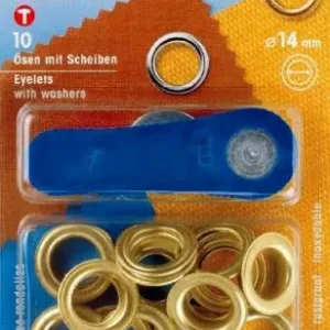 Beliebt 10 PRYM Ösen mit Scheiben - EYELETS - 14mm - Gold 541373