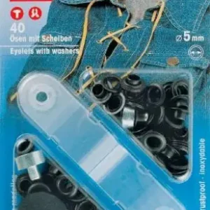 40 PRYM Ösen mit Scheiben - EYELETS - 5mm - Schwarz 542371 Direkt Vom Hersteller