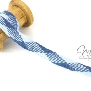 1 MTR. ♥ KARO Kordel HeLLBLau/BLau - 2cm - flach ♥ Aktuell