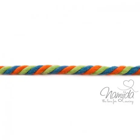 Echt 1 MTR. ♥ XXL Gedrehte Hoodie ORanGE/LiME/AqUA meliert – 12mm ♥