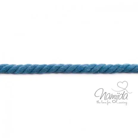 Saisonangebot 1 MTR. ♥ XXL Gedrehte Hoodie Kordel JEANS meliert – 12mm ♥
