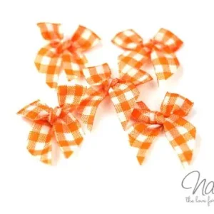 5 ♥Schleifchen♥ Vichy ORANGE Super-Preis