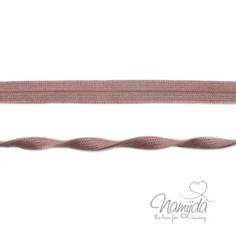 Preiswert 1 MTR. ♥ Elastisches Einfassband JACQUARD – Taupe – 20mm – Glänzend ♥
