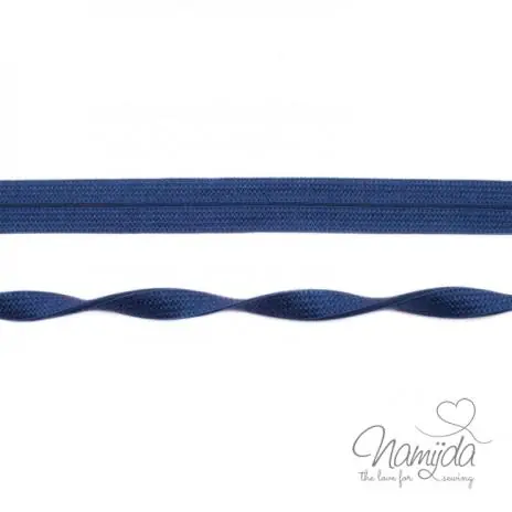 Im Trend 1 MTR. ♥ Elastisches Einfassband JACQUARD – Dunkelblau – 20mm – Glänzend ♥