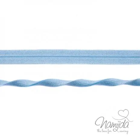 Direkt Vom Hersteller 1 MTR. ♥ Elastisches Einfassband JACQUARD – Puder Blau – 20mm – Glänzend ♥