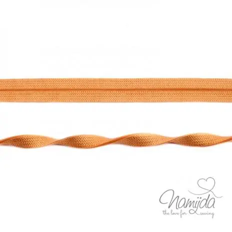 Super-Preis 1 MTR. ♥ Elastisches Einfassband JACQUARD – Cognac – 20mm – Glänzend ♥