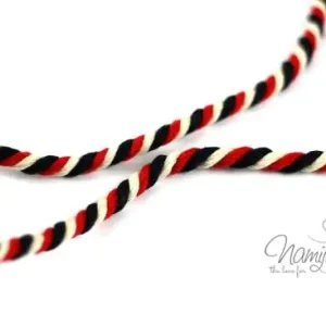 1 MTR. ♥ Gedrehte Hoodie Kordel Rot/Blau/Creme - 6mm ♥ Mega-Angebot