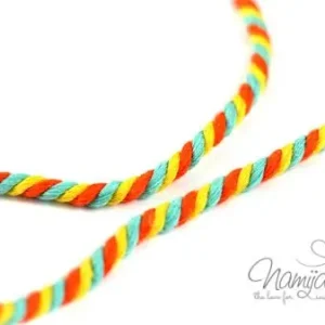 1 MTR. ♥ Gedrehte Hoodie Kordel Mint/Orange/Gelb - 6mm ♥ Mengenrabatt