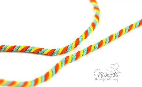 1 MTR. ♥ Gedrehte Hoodie Kordel Mint/Orange/Gelb – 6mm ♥ Mengenrabatt