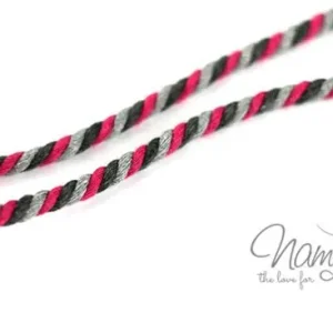 1 MTR. ♥ Gedrehte Hoodie Kordel Pink/Grau - 6mm ♥ Saisonangebot