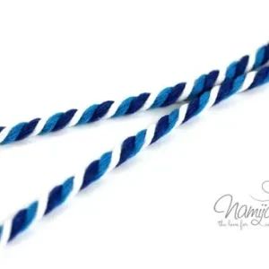 1 MTR. ♥ Gedrehte Hoodie Kordel Blau/Aqua/Weiss - 6mm ♥ Begrenztes Angebot