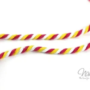 Geprüft 1 MTR. ♥ Gedrehte Hoodie Kordel Pink/Weiss/Gelb - 6mm ♥