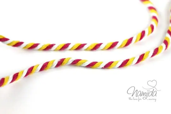 Geprüft 1 MTR. ♥ Gedrehte Hoodie Kordel Pink/Weiss/Gelb – 6mm ♥