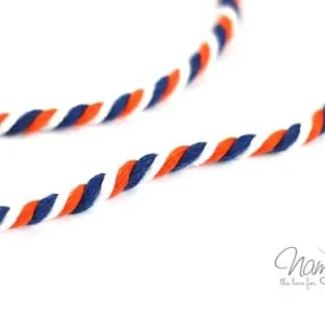 1 MTR. ♥ Gedrehte Hoodie Kordel Blau/Weiss/Orange - 6mm ♥ Kostenfreie Lieferung