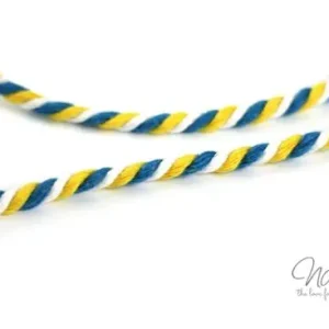 1 MTR. ♥ Gedrehte Hoodie Kordel Aqua/Weiss/Gelb - 6mm ♥ Top-Preis