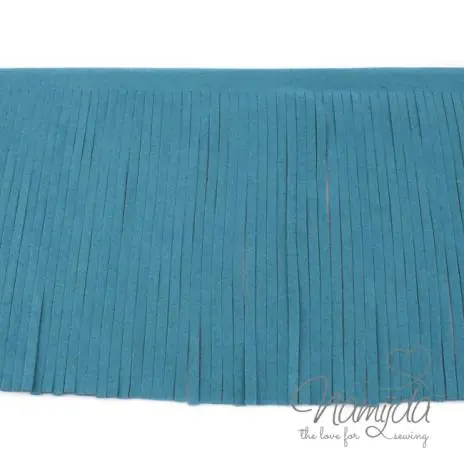 1Mtr. ♥XL Kunstleder Fransenband PETROL – 12cm ♥ Knallerangebot