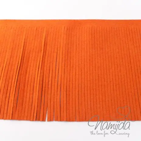 1Mtr. ♥XL Kunstleder Fransenband ORANGE – 12cm ♥ Markenprodukt