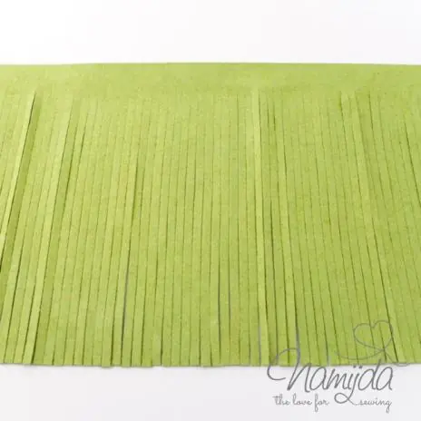 1Mtr. ♥XL Kunstleder Fransenband LIME – 12cm ♥ Schneller Versand