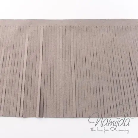 1Mtr. ♥XL Kunstleder Fransenband HELLGRAU – 12cm ♥ Bestpreis